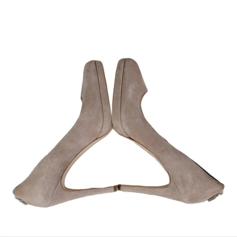 Michael Kors Antoinette Beige Suede Pumps Women's Size 8 Tan Platform Heels